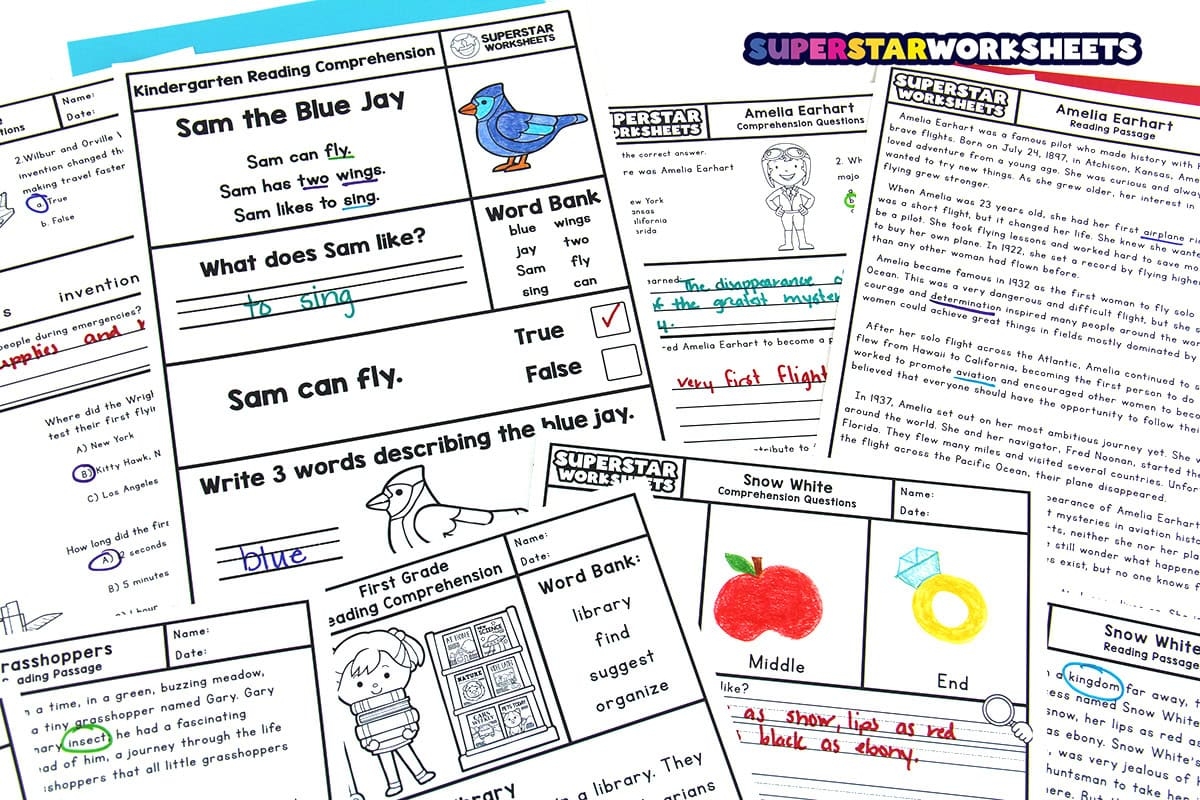 Reading Comprehension Worksheets Superstar Worksheets