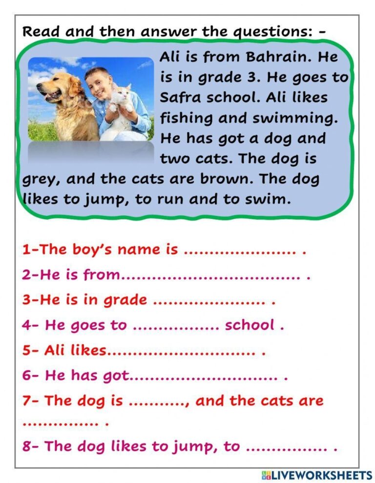 Reading For Grade 3 Worksheet Live Worksheets Worksheets Library