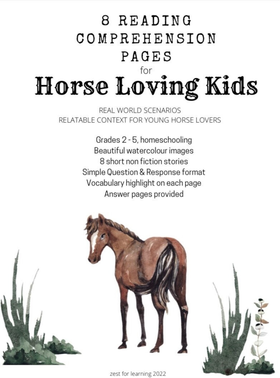 Reading Comprehension Worksheets About Horses