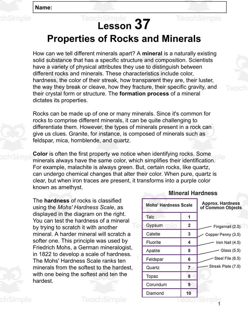 Reading Passages On Plate Tectonics And Rock Cycle PDF By Teach Simple