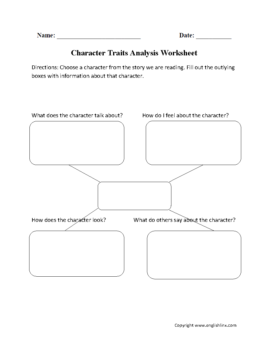Reading Comprehension Worksheets Character Traits