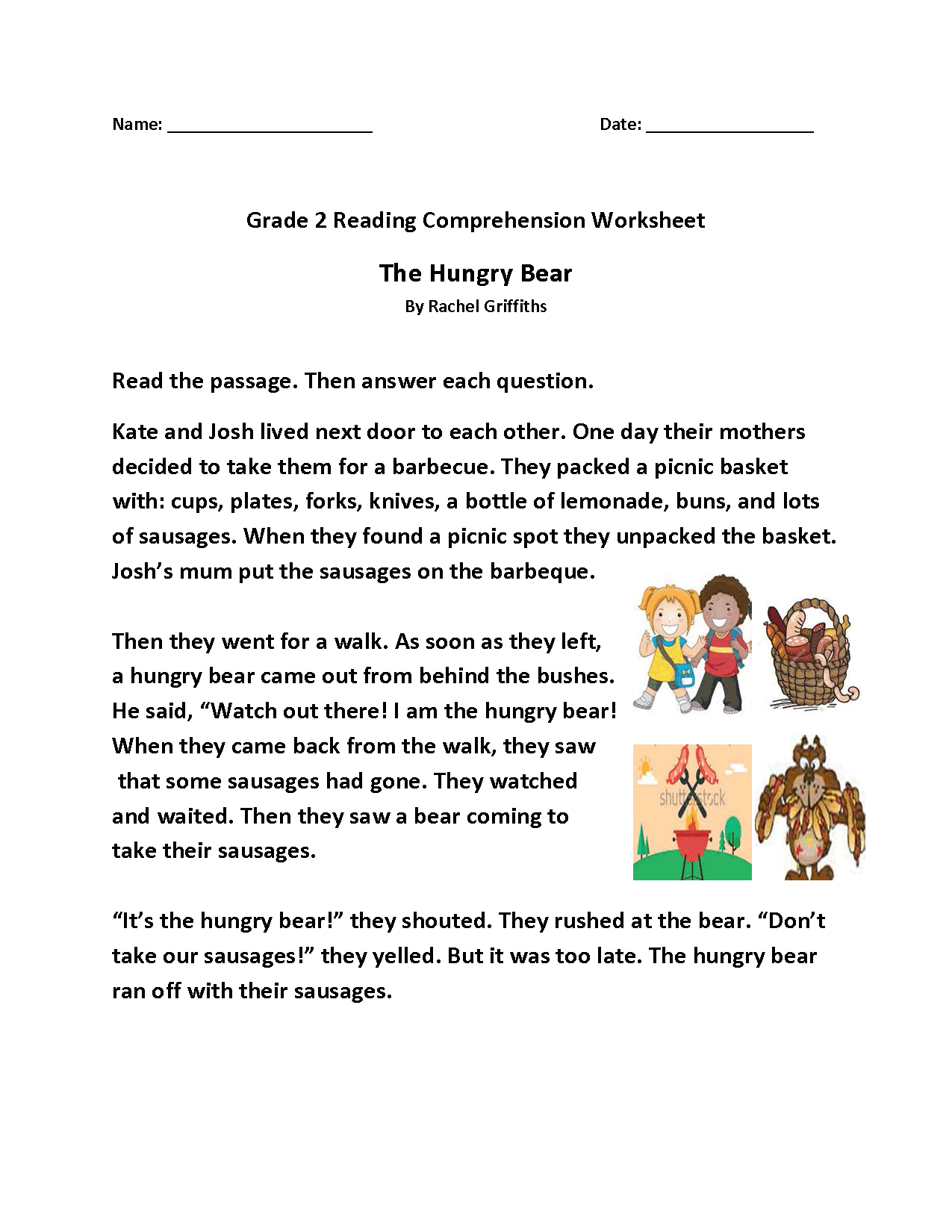 Reading Worksheets Second Grade Reading Worksheets
