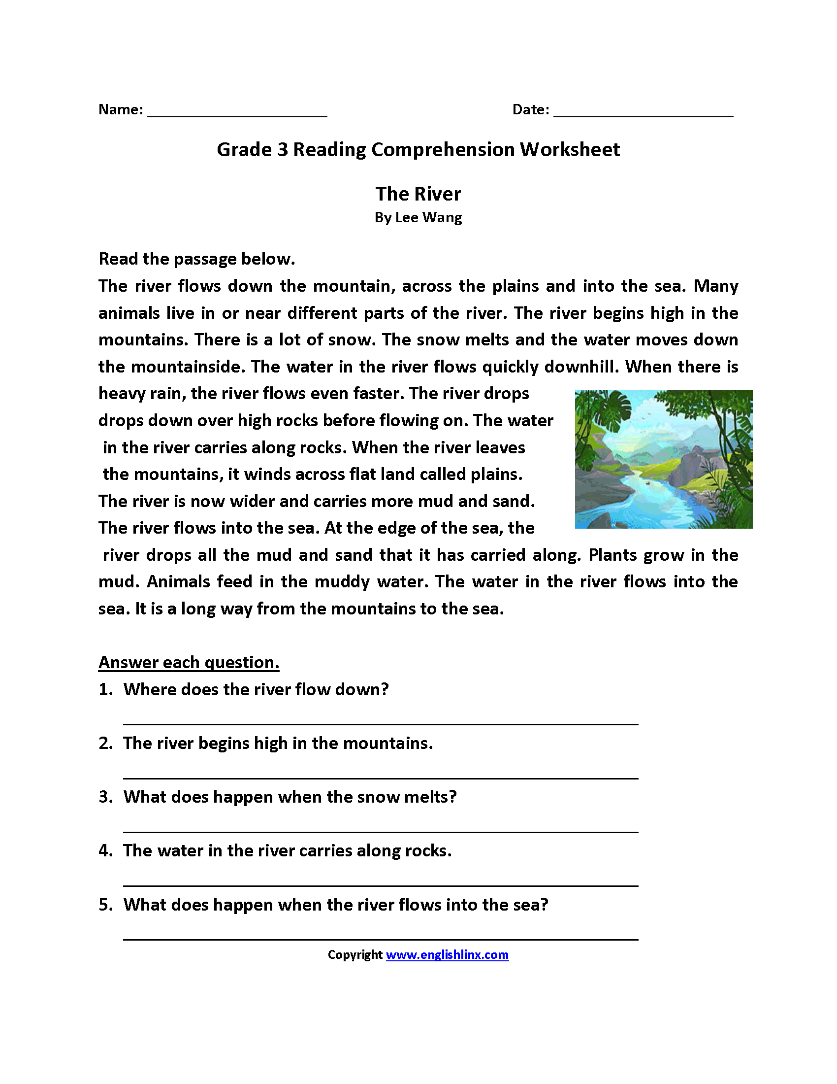 Reading Comprehension Worksheets Year 3 Pdf