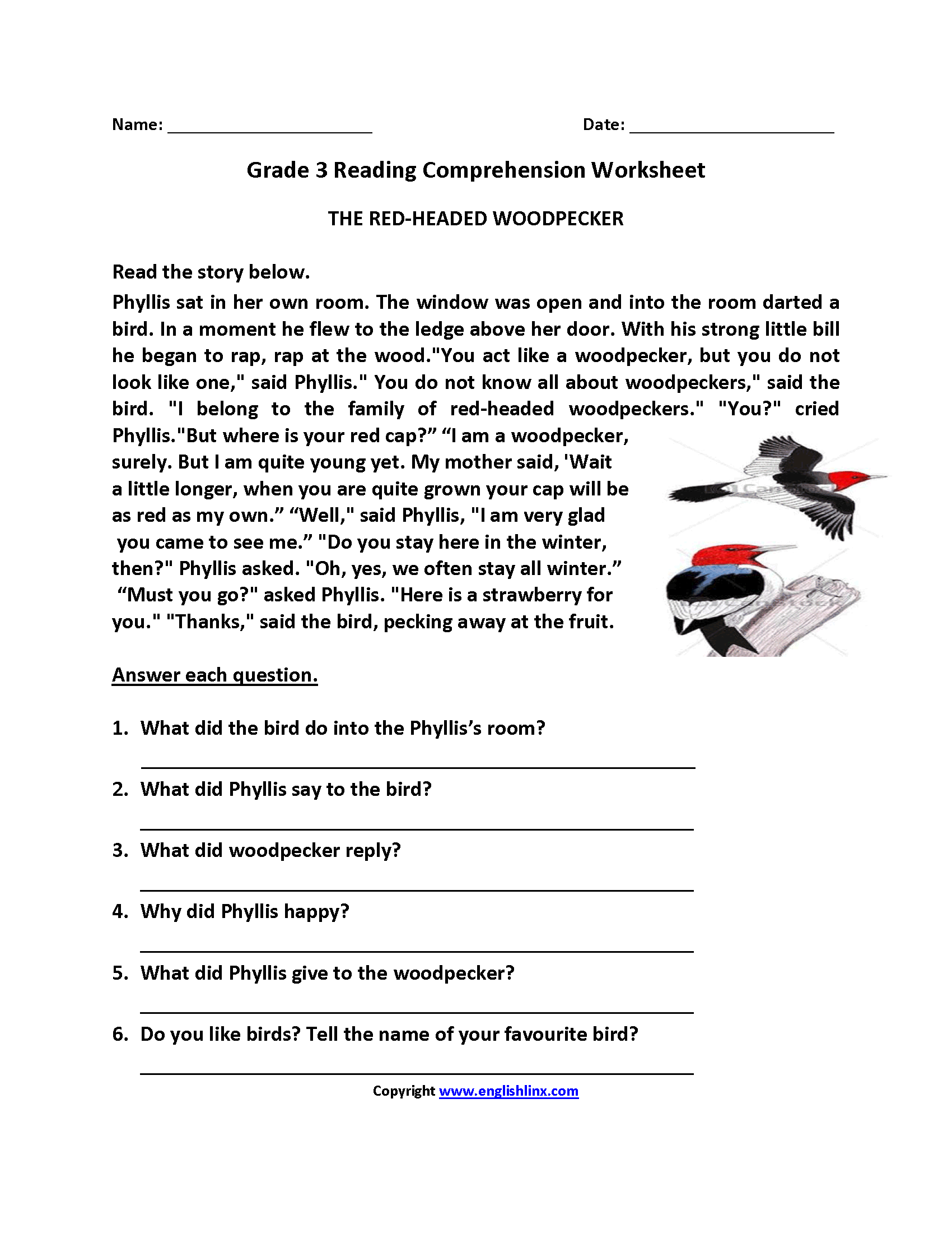Reading Worksheets Third Grade Reading Worksheets Worksheets Library