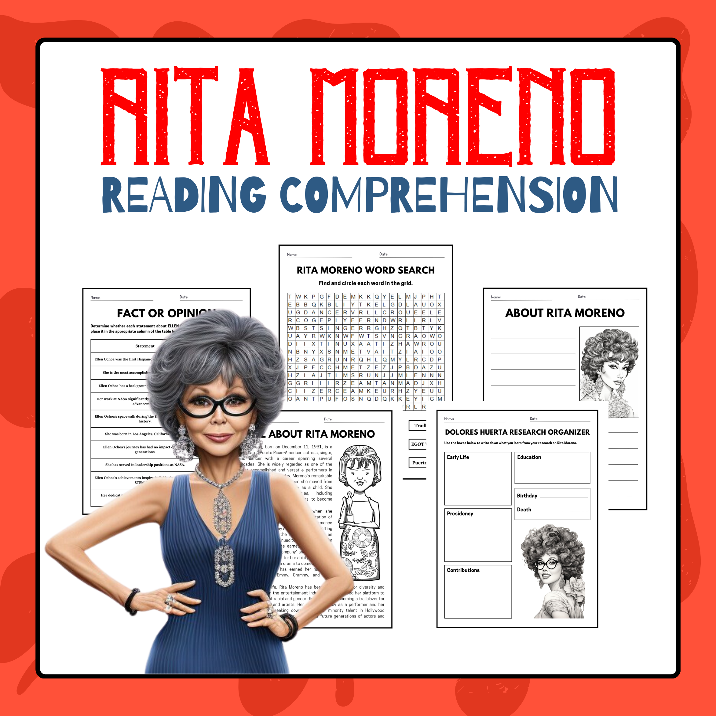 Rita Moreno Reading Comprehension Pack Hispanic Heritage Month Activities Made By Teachers