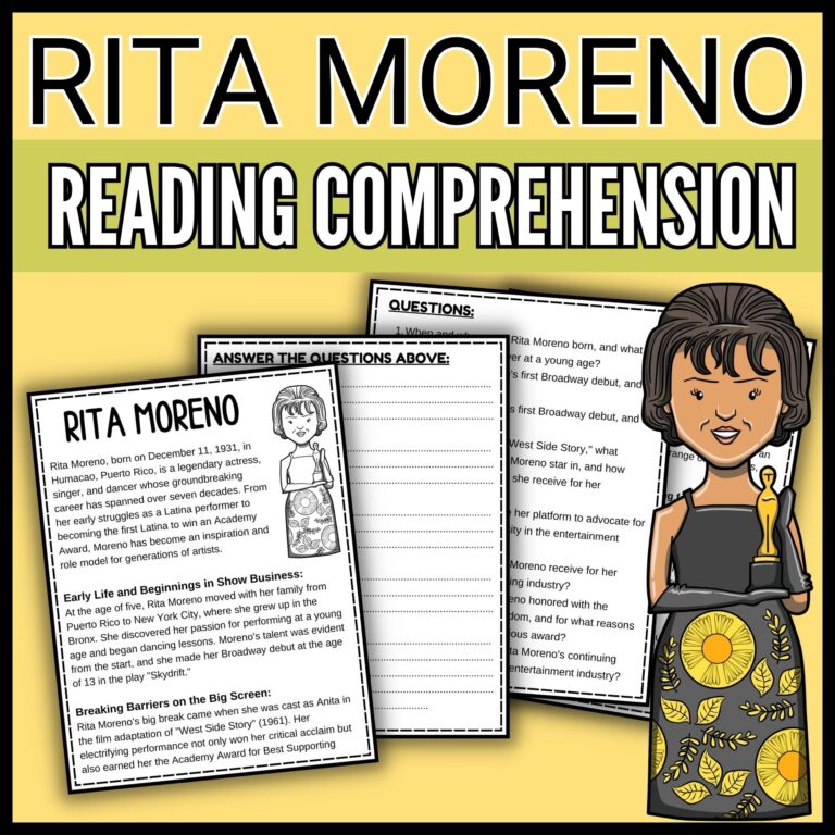 Rita Moreno Reading Comprehension Passage Hispanic Heritage Month Made By Teachers