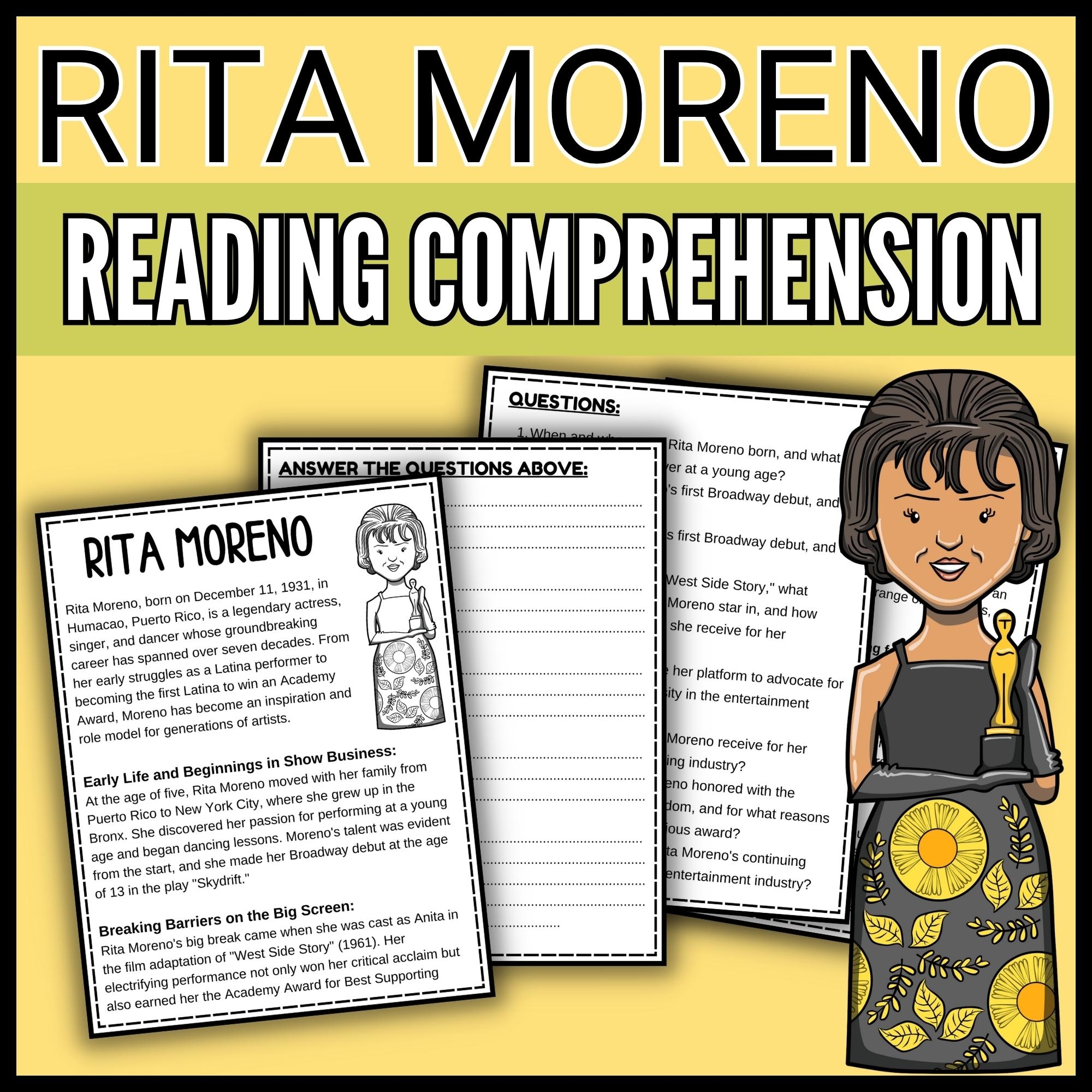 Rita Moreno Reading Comprehension Passage Hispanic Heritage Month Made By Teachers