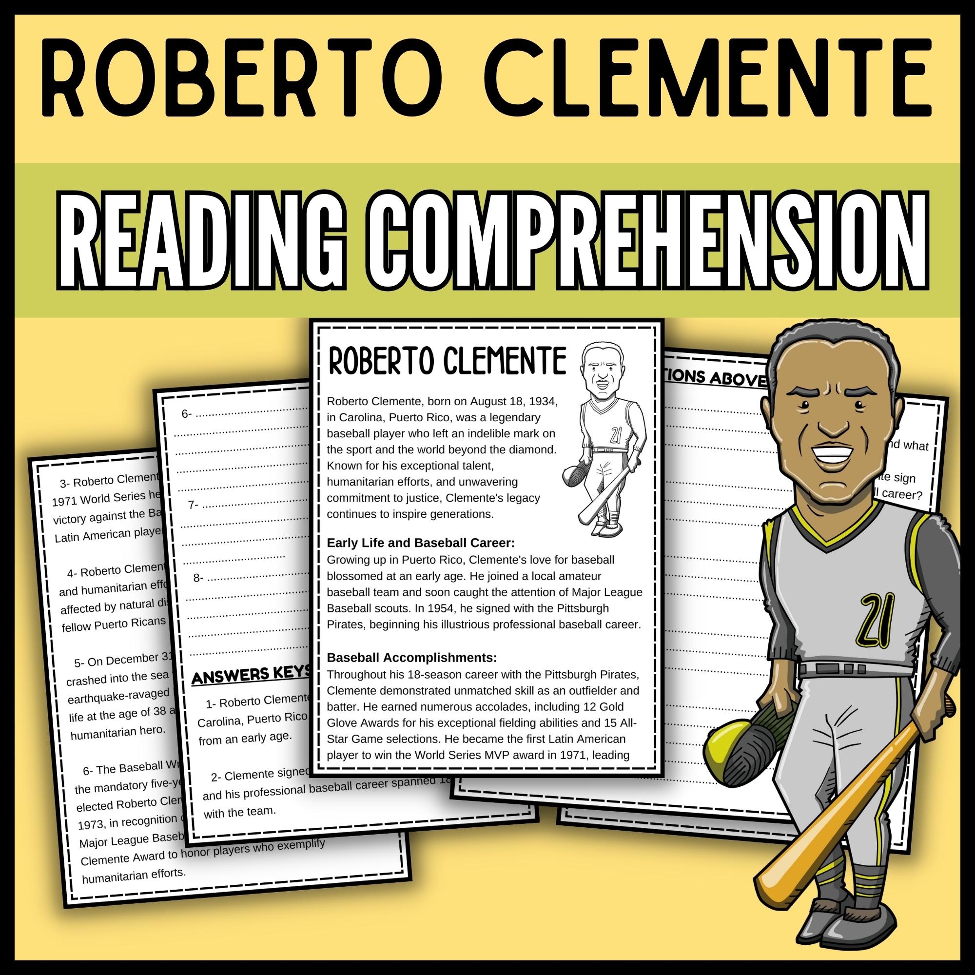 Roberto Clemente Reading Comprehension Passage Hispanic Heritage 