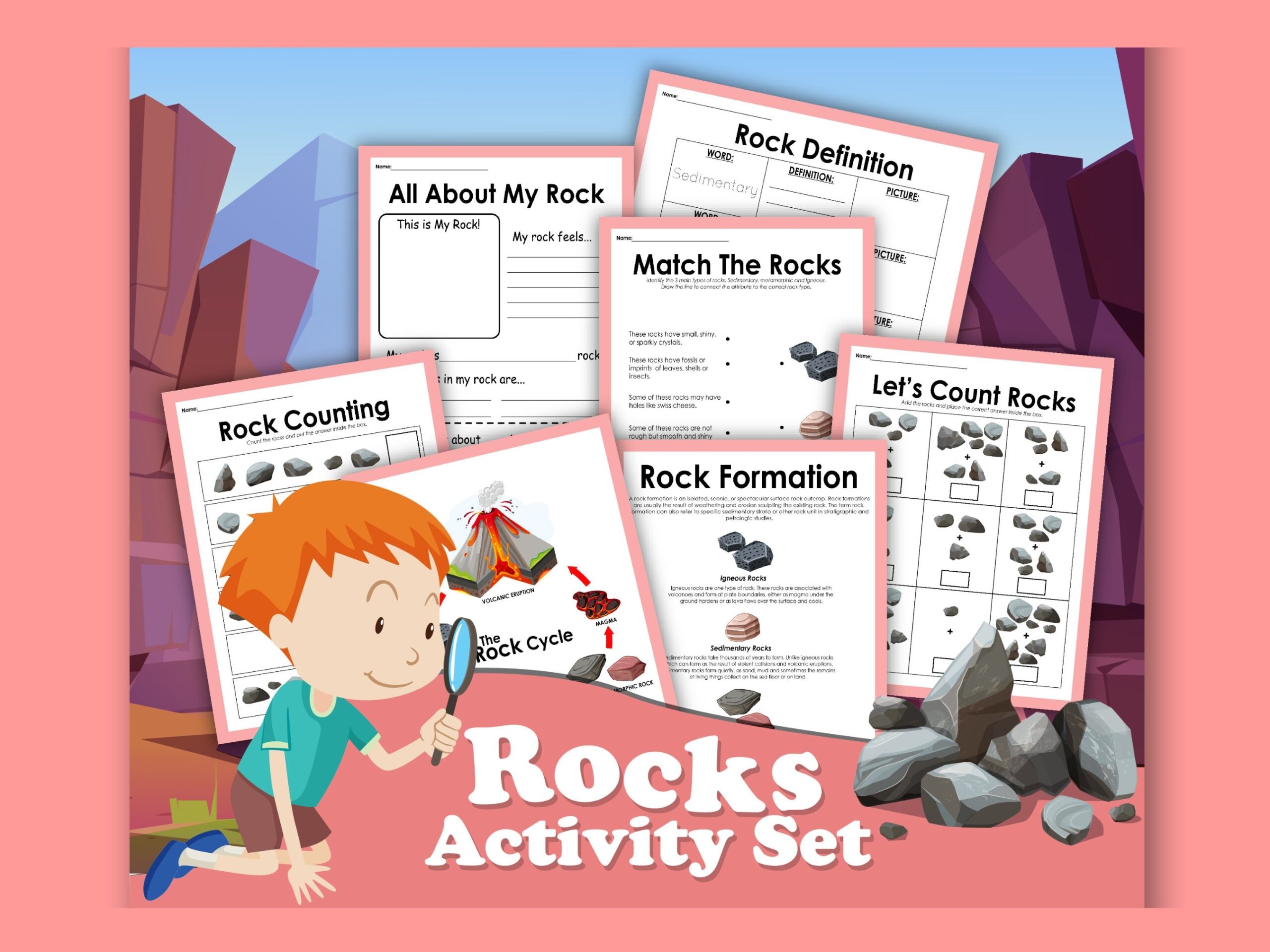 Rock Printable Worksheets Geology Educational Activities For Kids Who Love Rocks Kindergarten Preschool 1st Grade Etsy