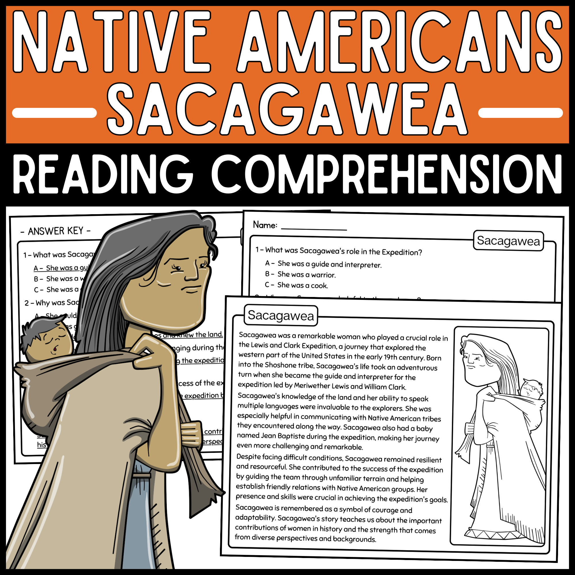 Sacagawea Reading Comprehension Worksheet