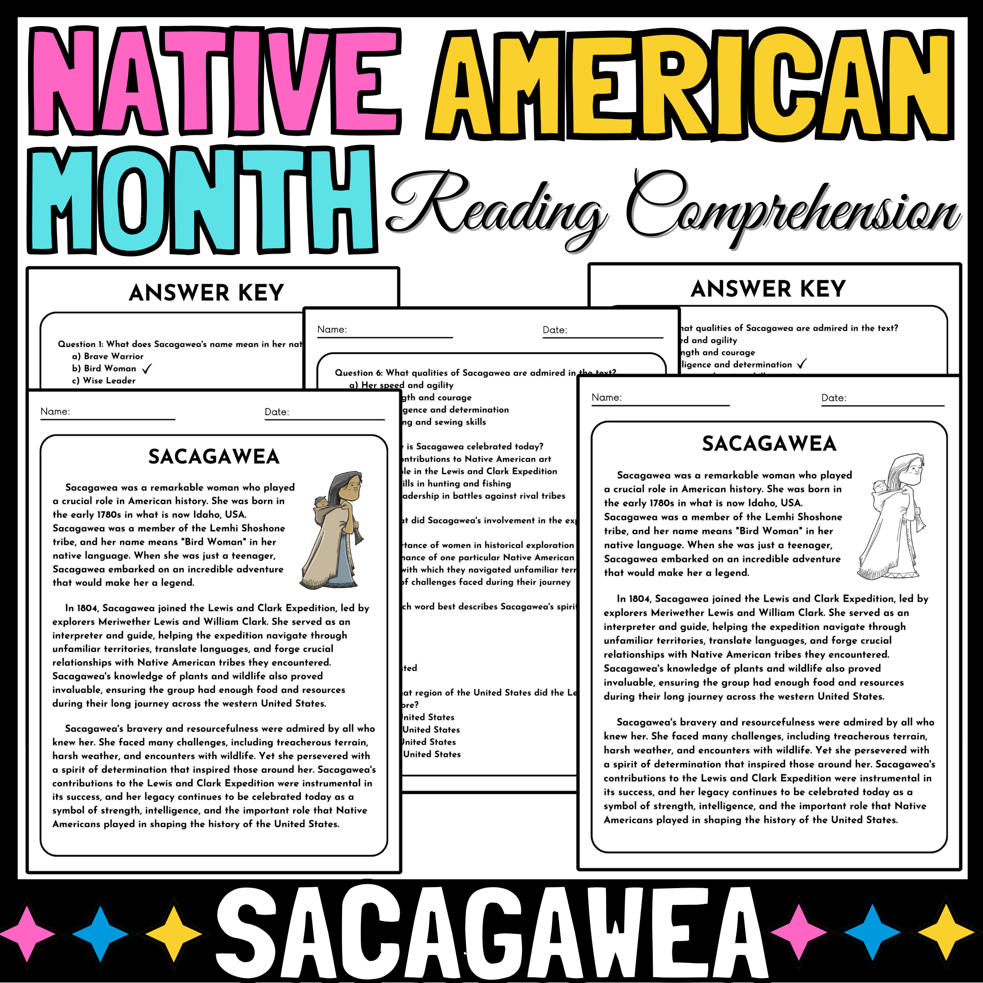 Sacagawea Reading Comprehension Passages And Questions Native American Month Made By Teachers
