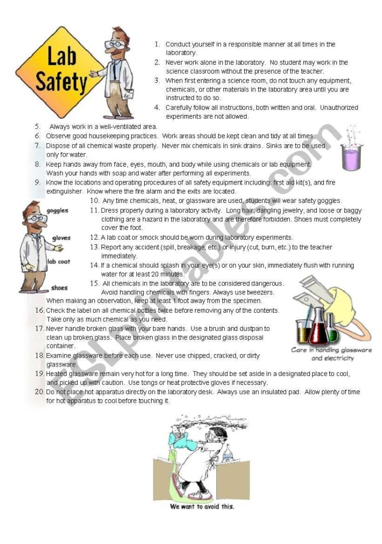 Safety In A Lab ESL Worksheet By Treasure0911