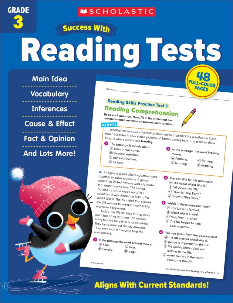Scholastic Success With Reading Tests Grade 3 Workbook Book 