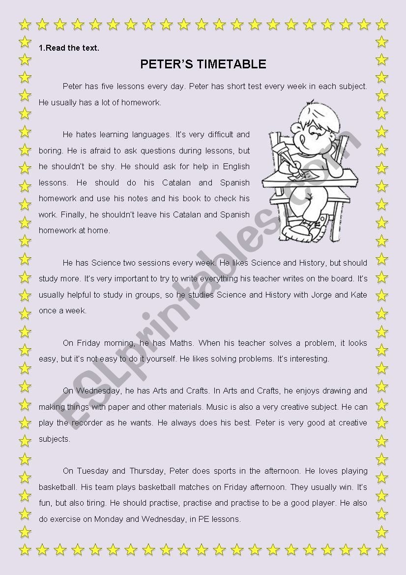 School Subjects Reading Comprehension ESL Worksheet By Igiralt