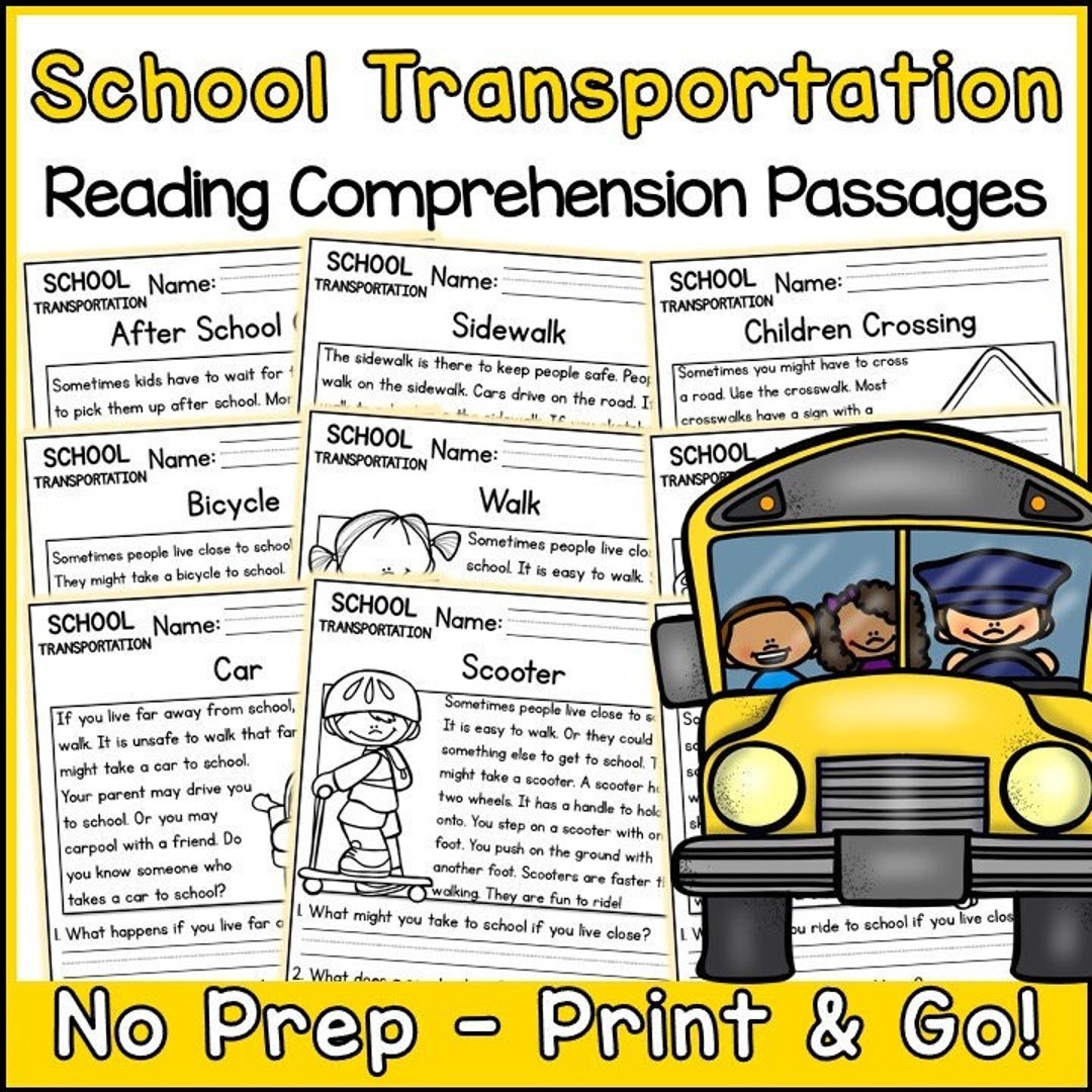 School Transportation Reading Comprehension Passages And Question Back To School Science Printable Worksheets Etsy Ireland