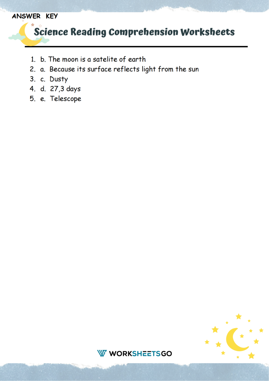 Reading Comprehension Worksheets Science Pdf