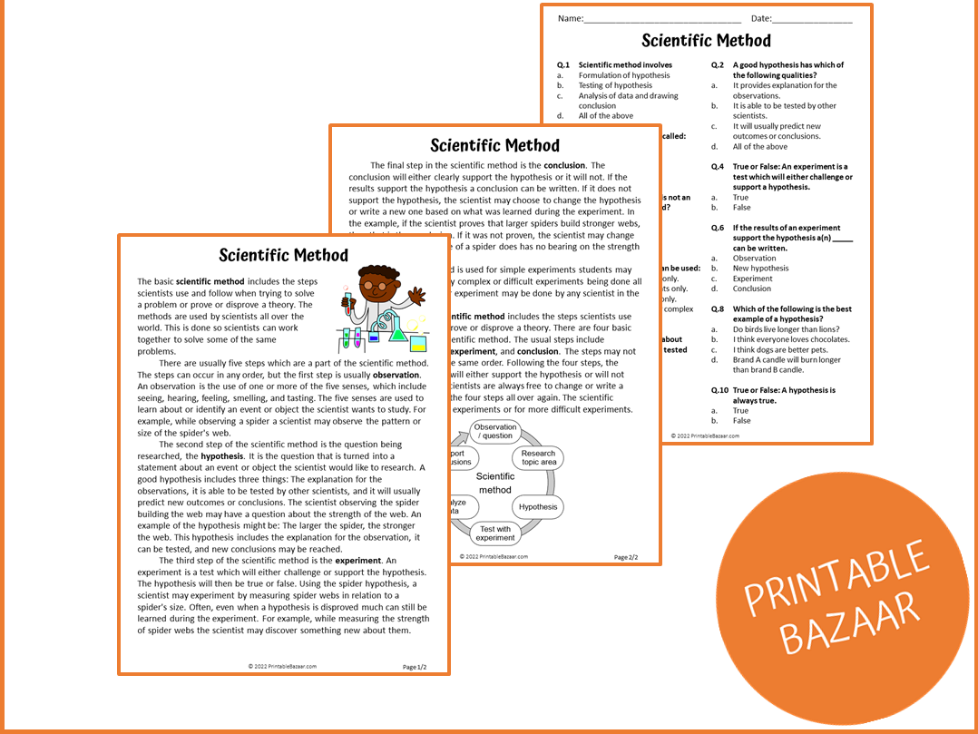 Scientific Method Reading Comprehension Passage And Questions PDF Teaching Resources