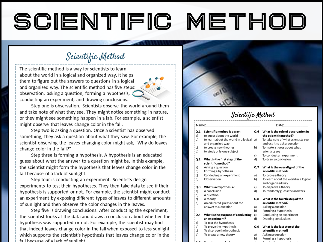 Scientific Method Reading Comprehension Passage And Questions PDF Teaching Resources