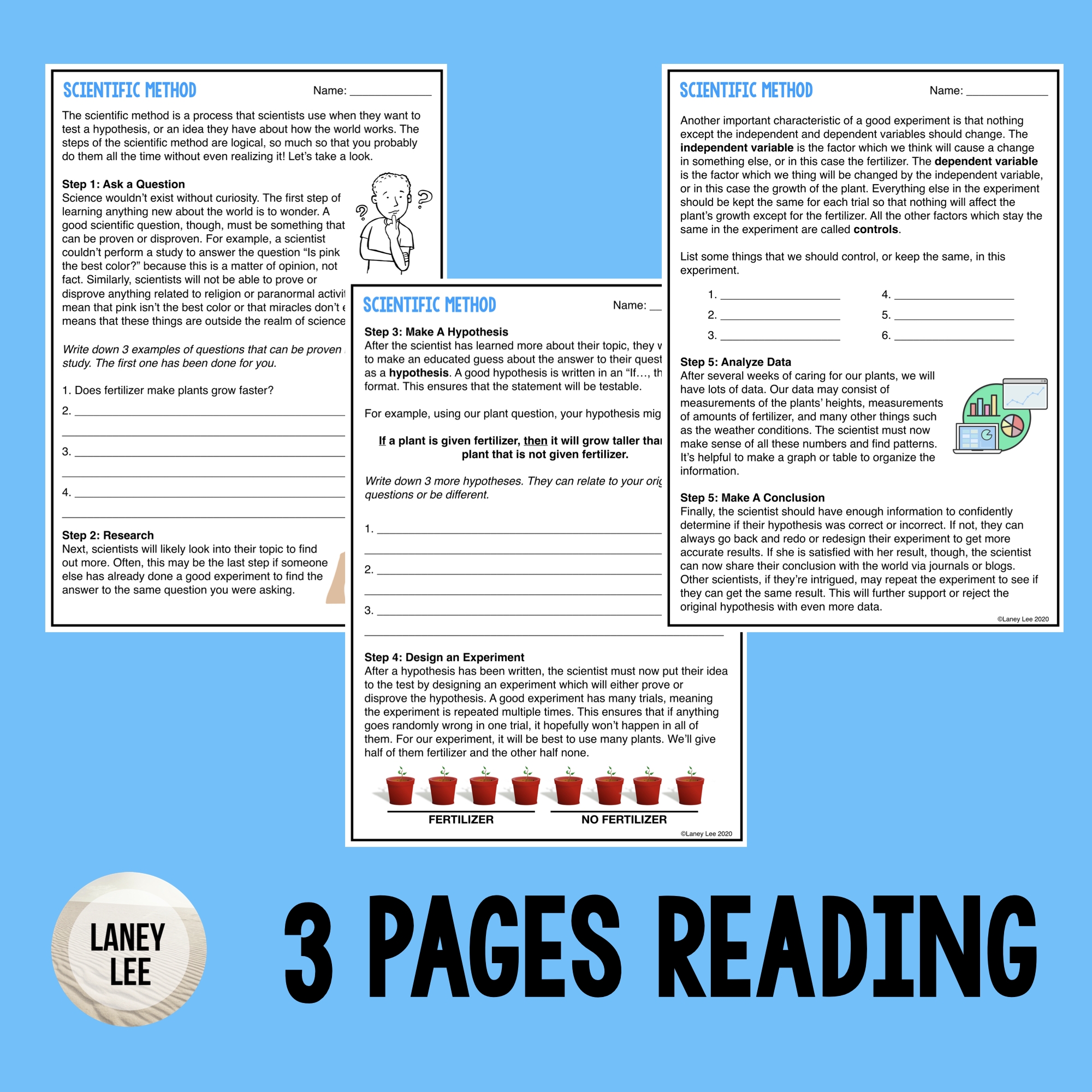 Scientific Method Reading Comprehension Worksheets Laney Lee