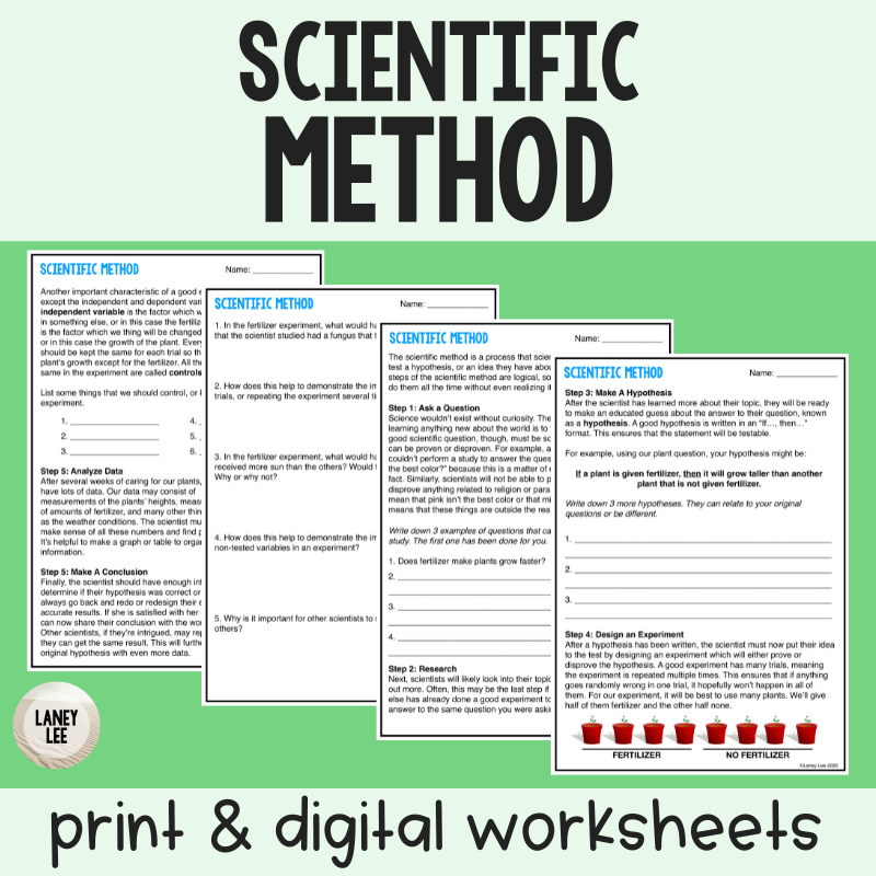 Scientific Method Reading Comprehension Worksheets Laney Lee