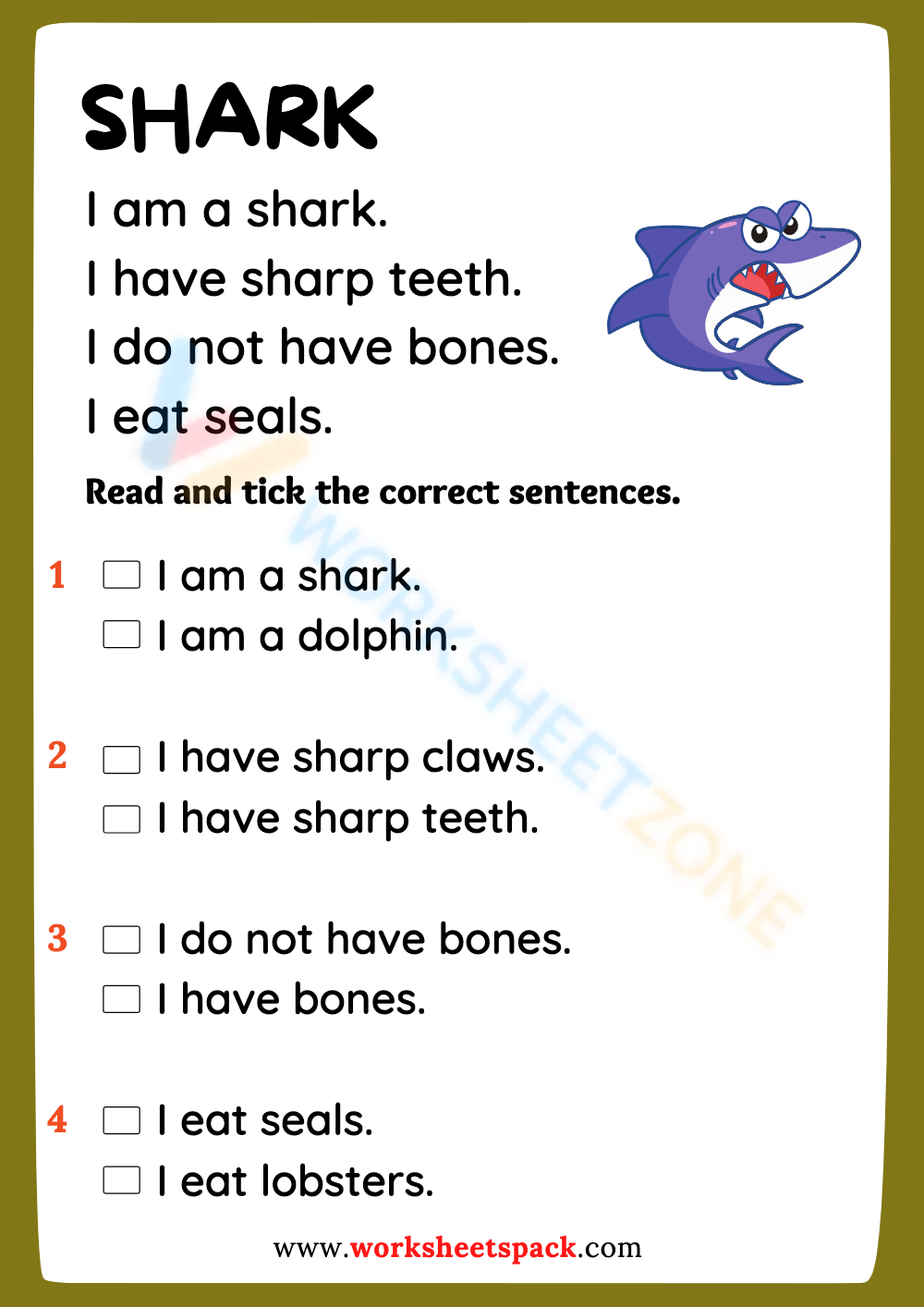 Sea Animals Reading Comprehension Worksheets 2025