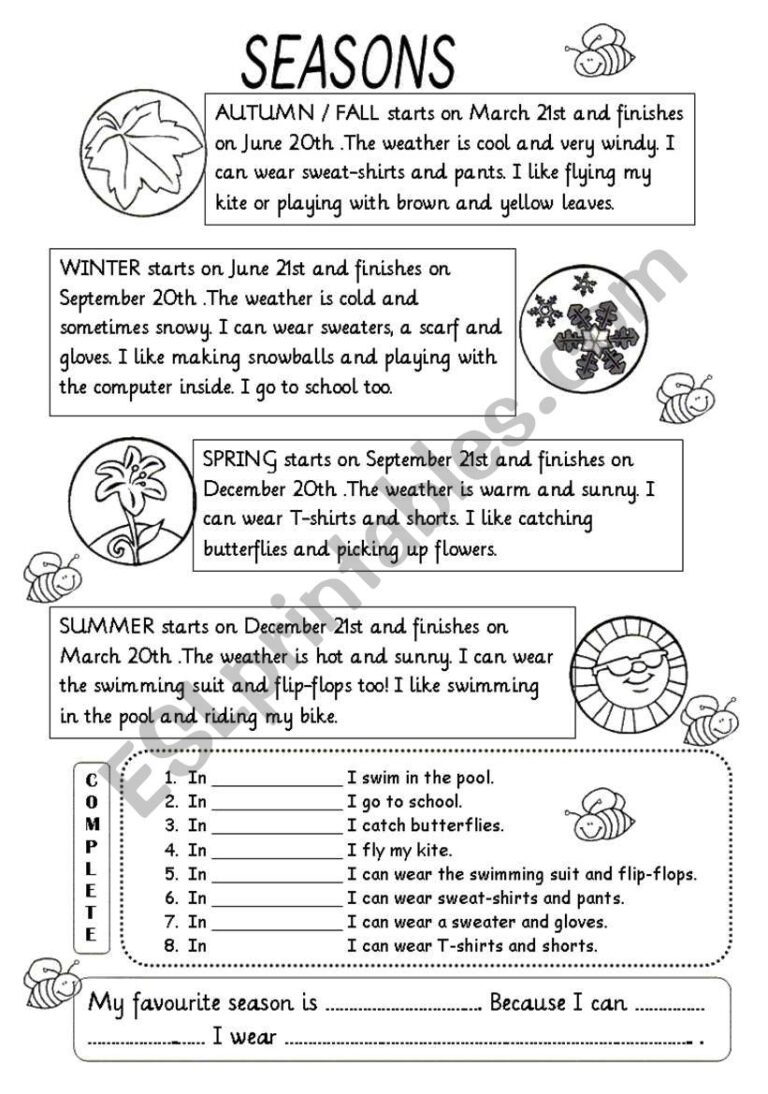 SEASONS ESL Worksheet By Fabiola Salinas