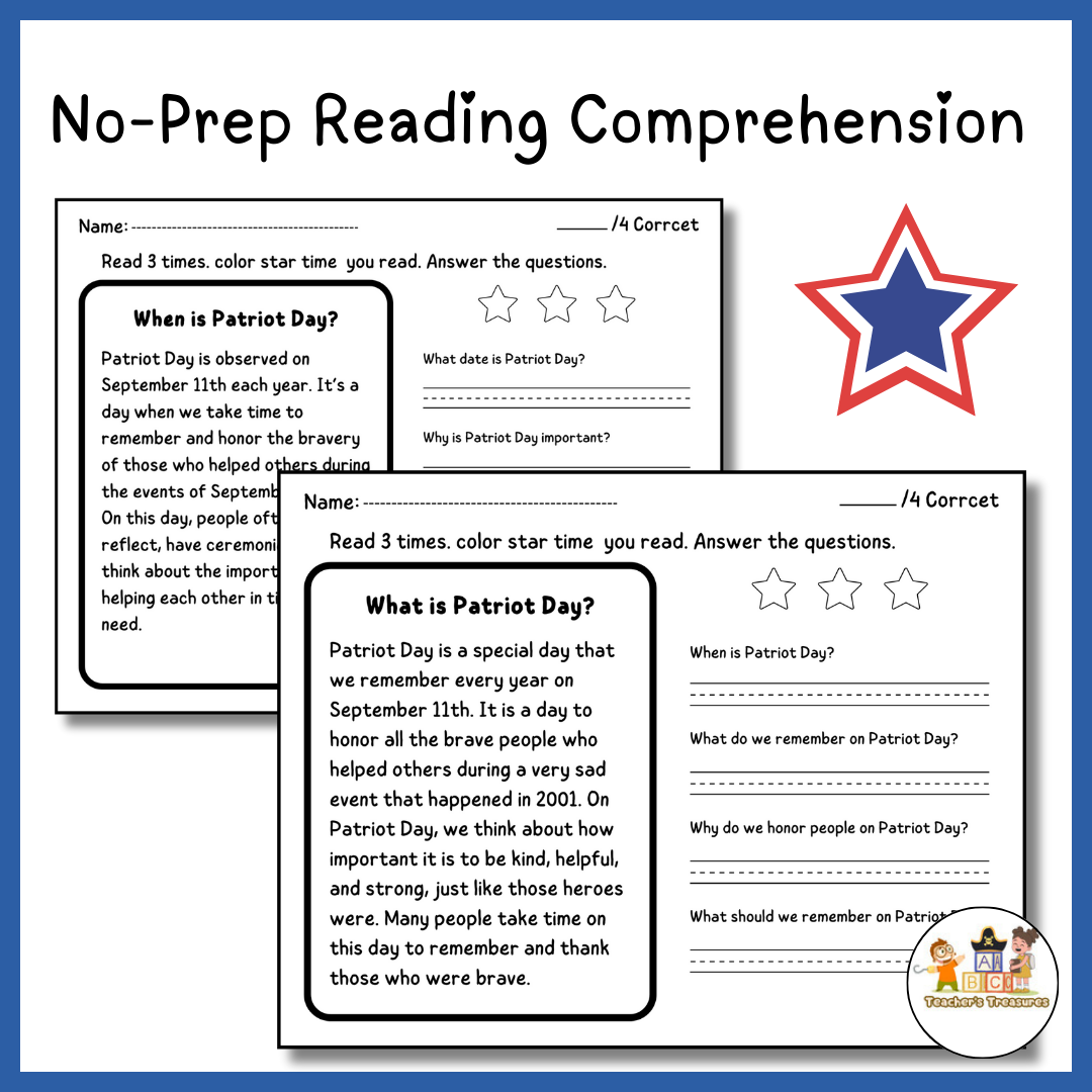 September 11th Reading Comprehension Passages And Questions K 2 9 