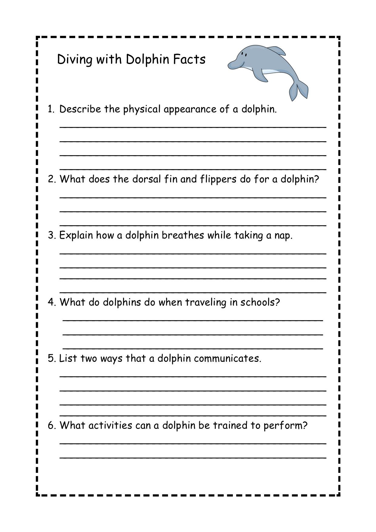 Sharks Dolphins Whales Oh My Reading Passage Comprehension 