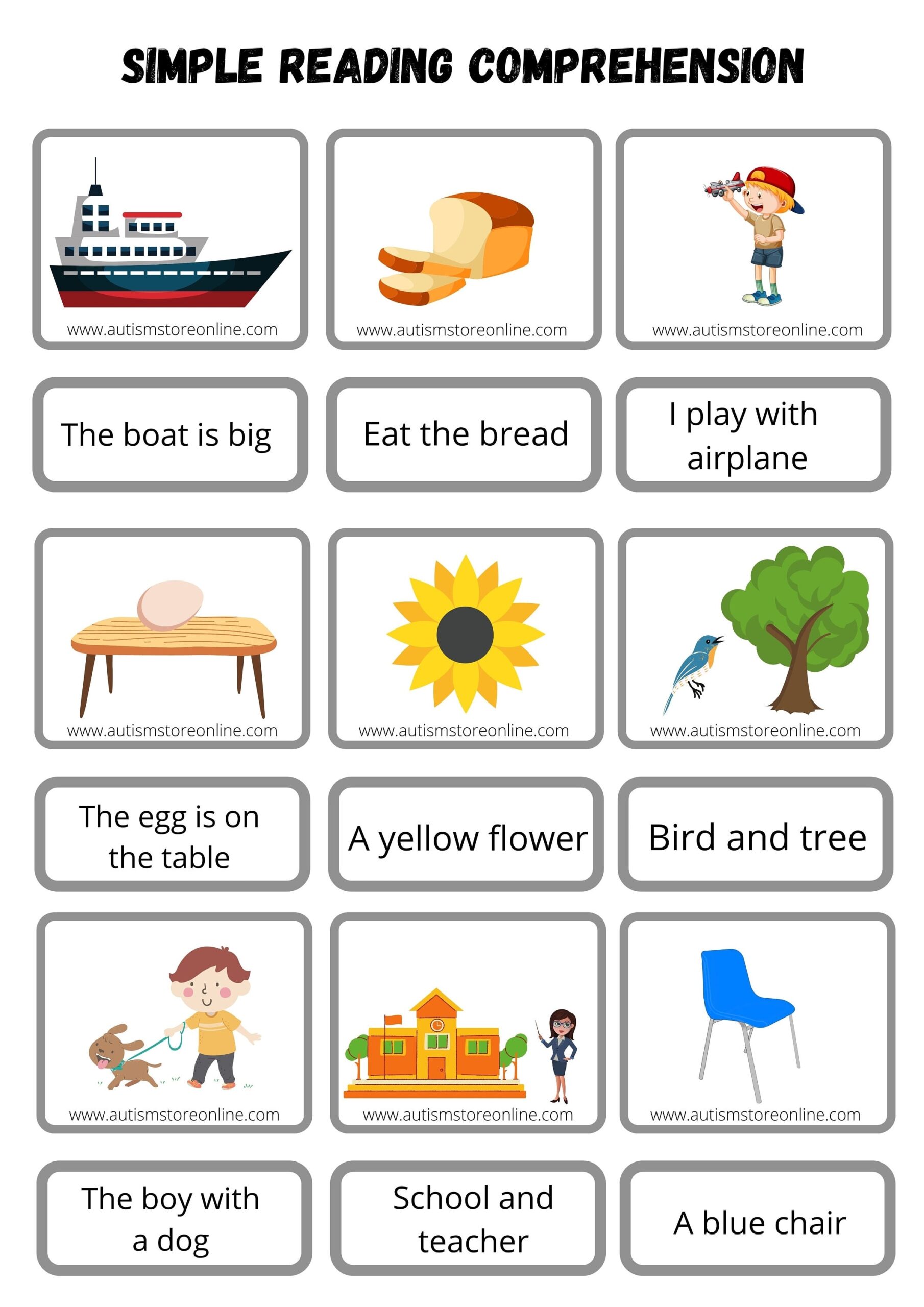 Simple Reading Comprehension With Pictures Reading Autism SPED Kinder Montessori PRINTABLE ONLY Etsy UK