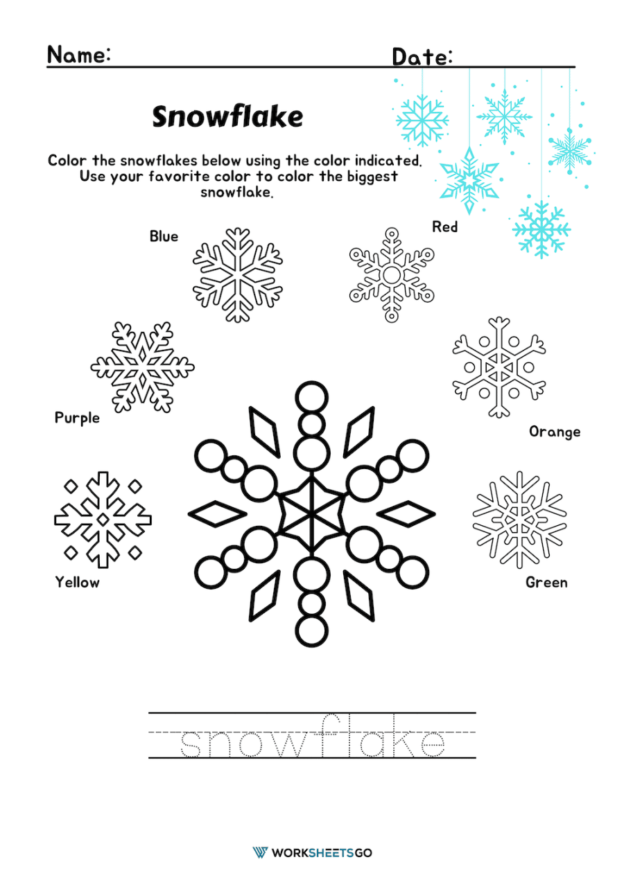 Snowflake Reading Comprehension Worksheet