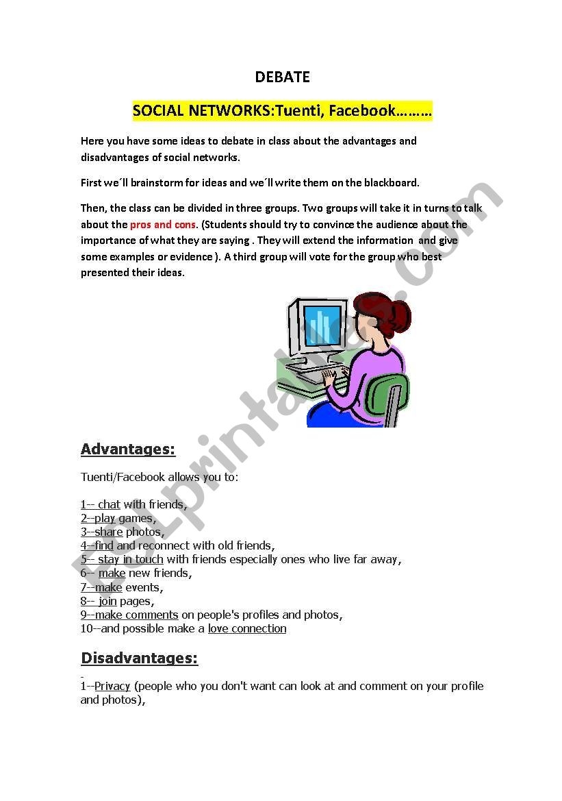 Social Networks ESL Worksheet By Escapera