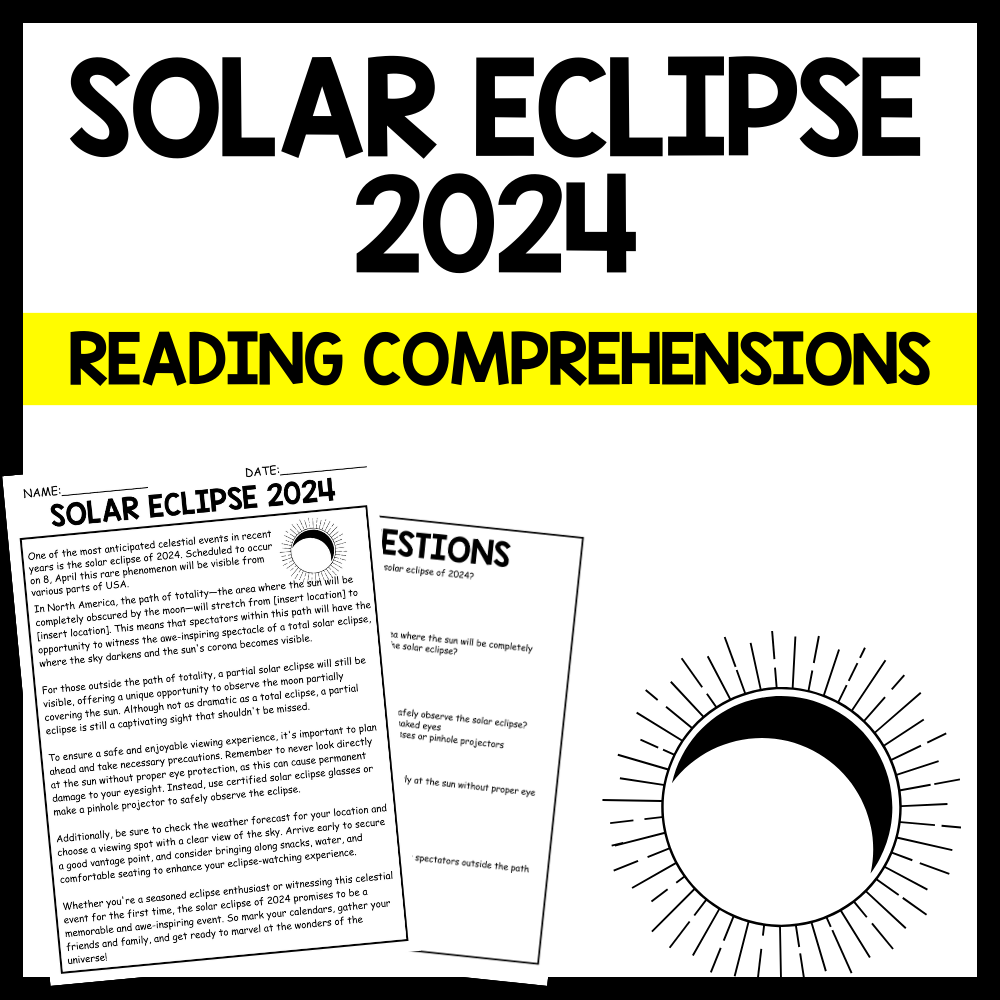 Reading Comprehension Worksheets On Solar Eclipse
