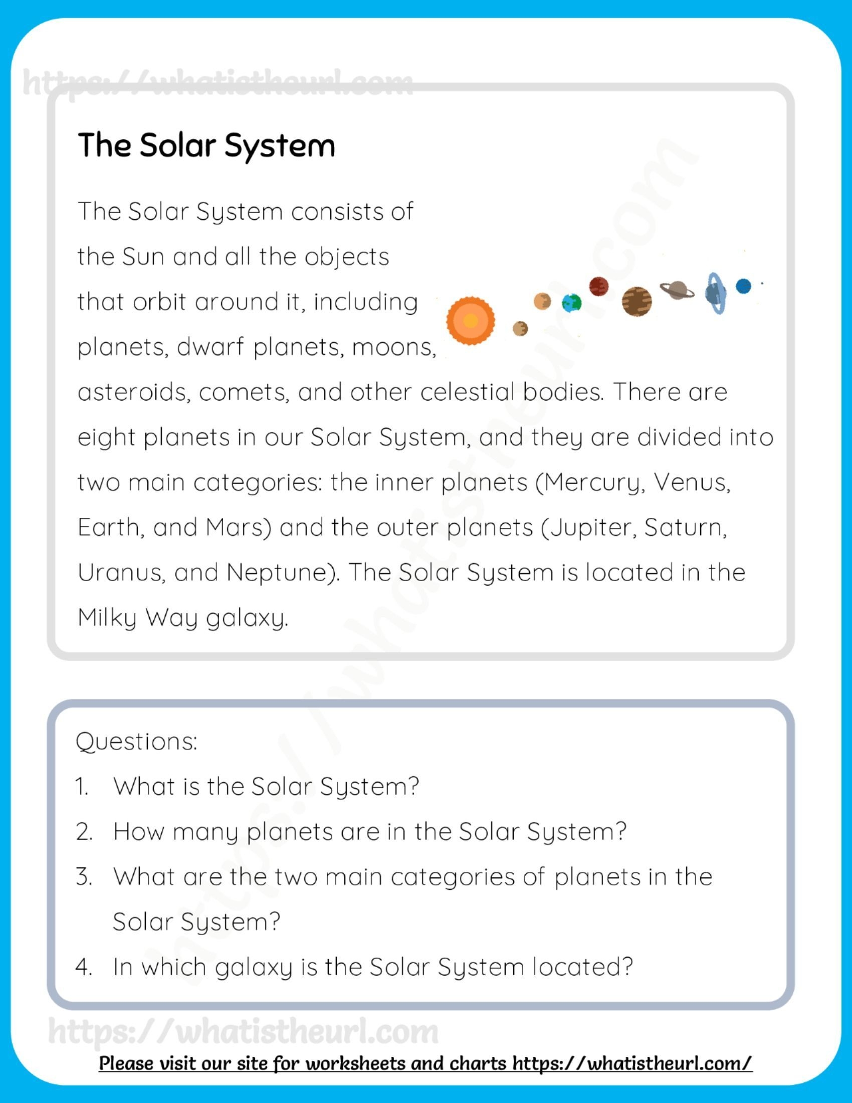 Solar System Reading Comprehension