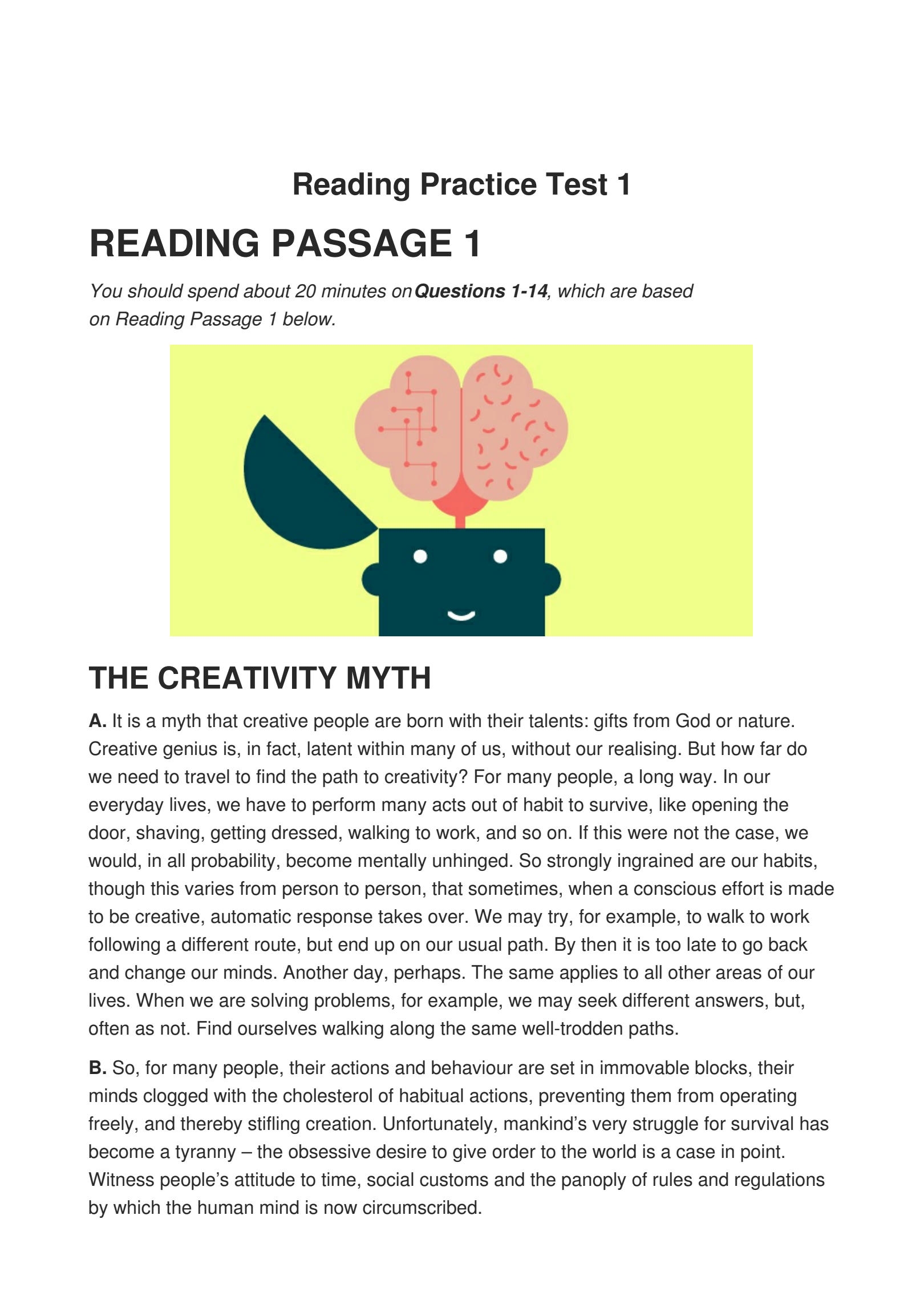 SOLUTION Reading Practice Test For Ielts And English Learning Worksheets Library