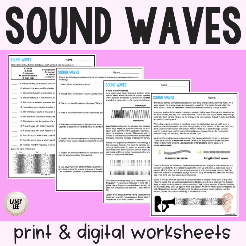Sound Waves Guided Reading Worksheet PDF U0026 Digital Formats