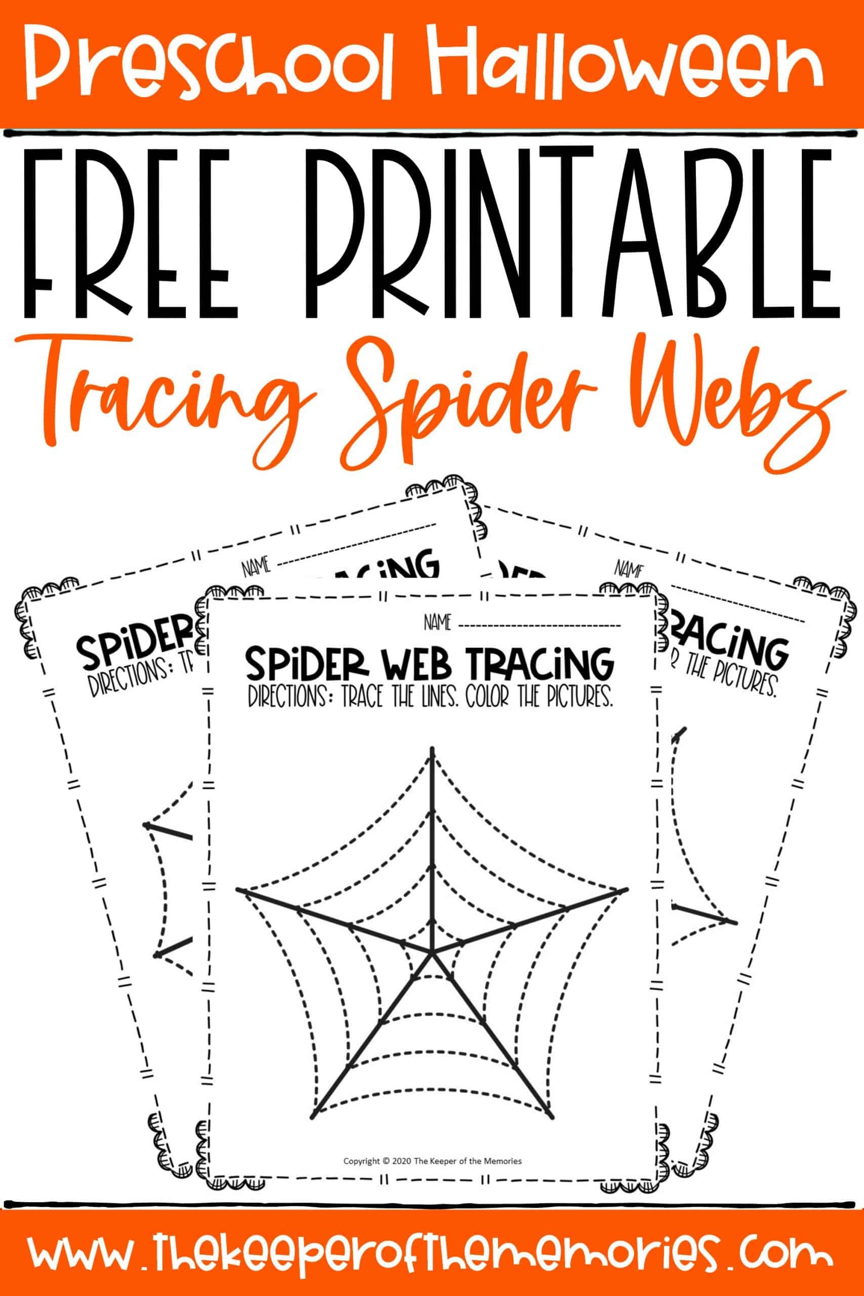 Spider Webs Preschool Halloween Tracing Worksheets The Keeper Of The Memories