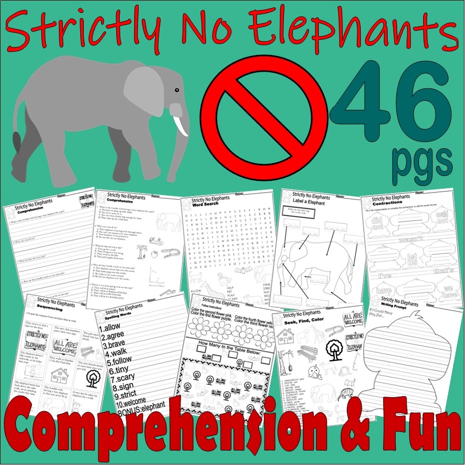 Strictly No Elephants Book Companion Reading Comprehension Made 