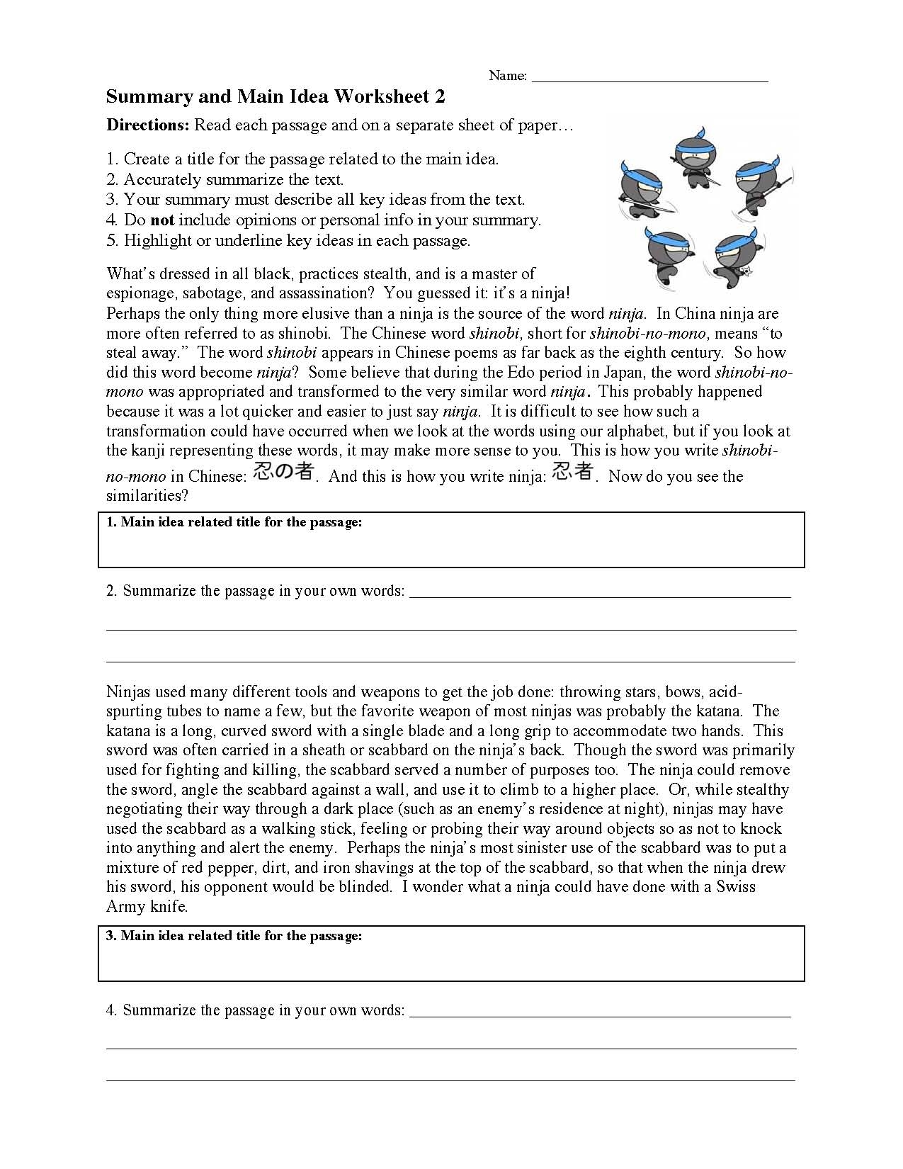 Summarizing Worksheets U0026 Activities Reading Comprehension