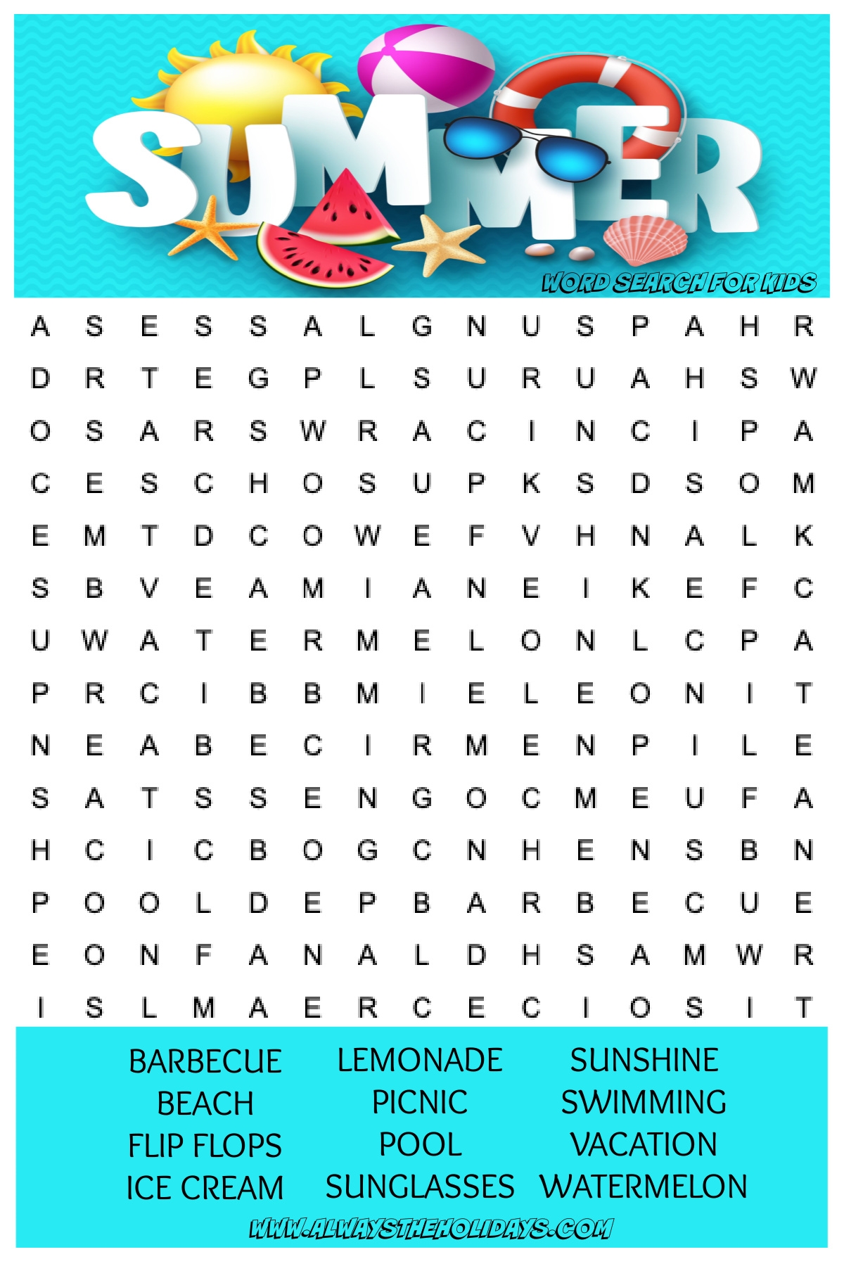 Kids Word Search Printable Free