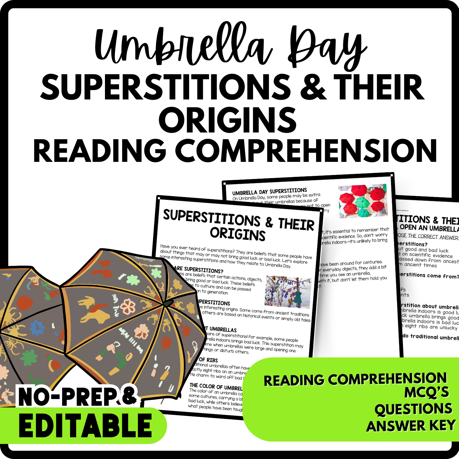 Superstition Reading Comprehension Worksheets