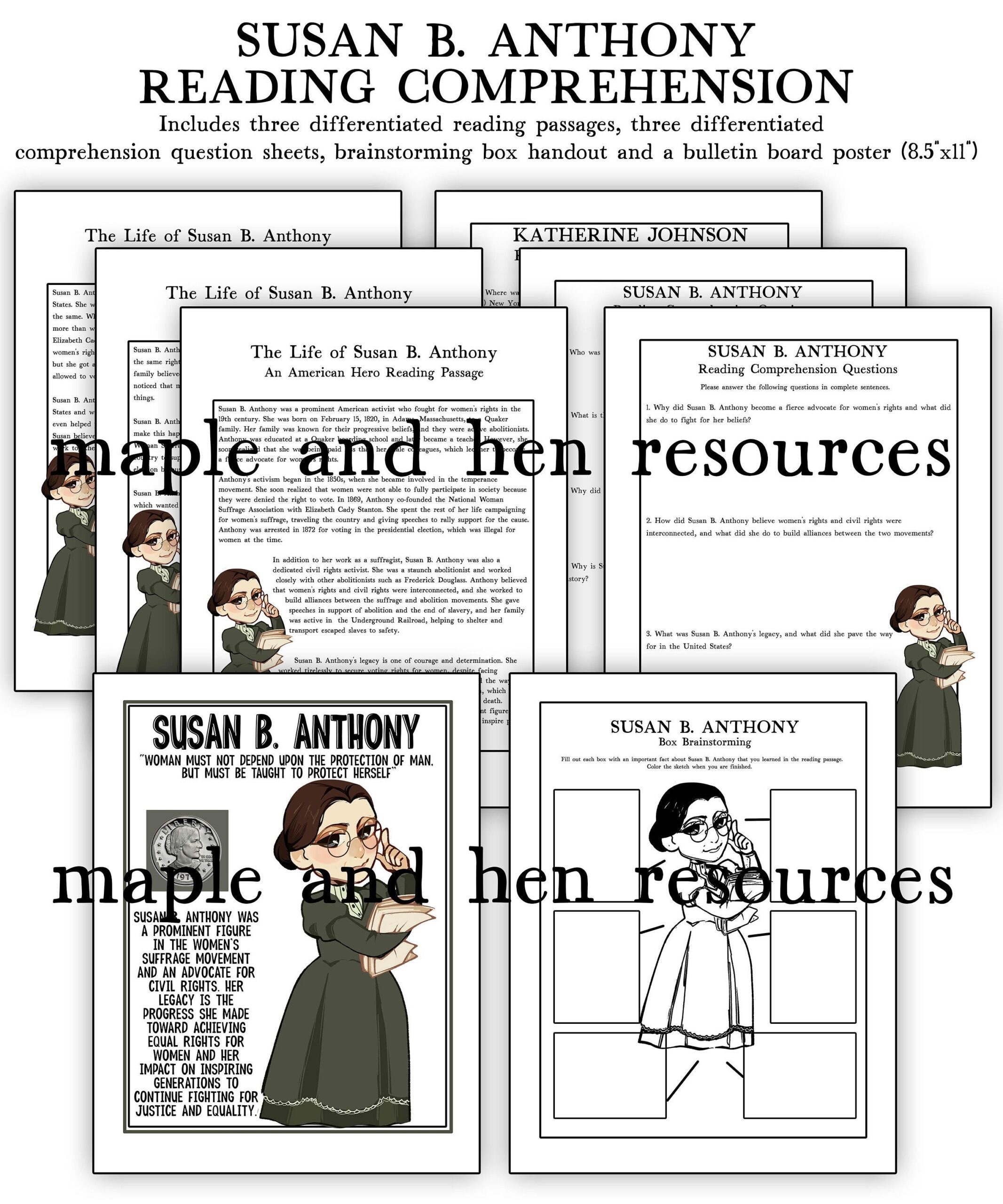 Susan B Anthony Reading Comprehension Worksheet