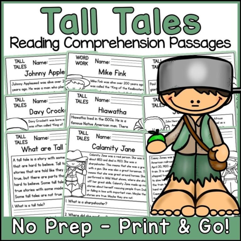 Tall Tales Reading Comprehension Passages And Questions Science Printable Worksheets Etsy