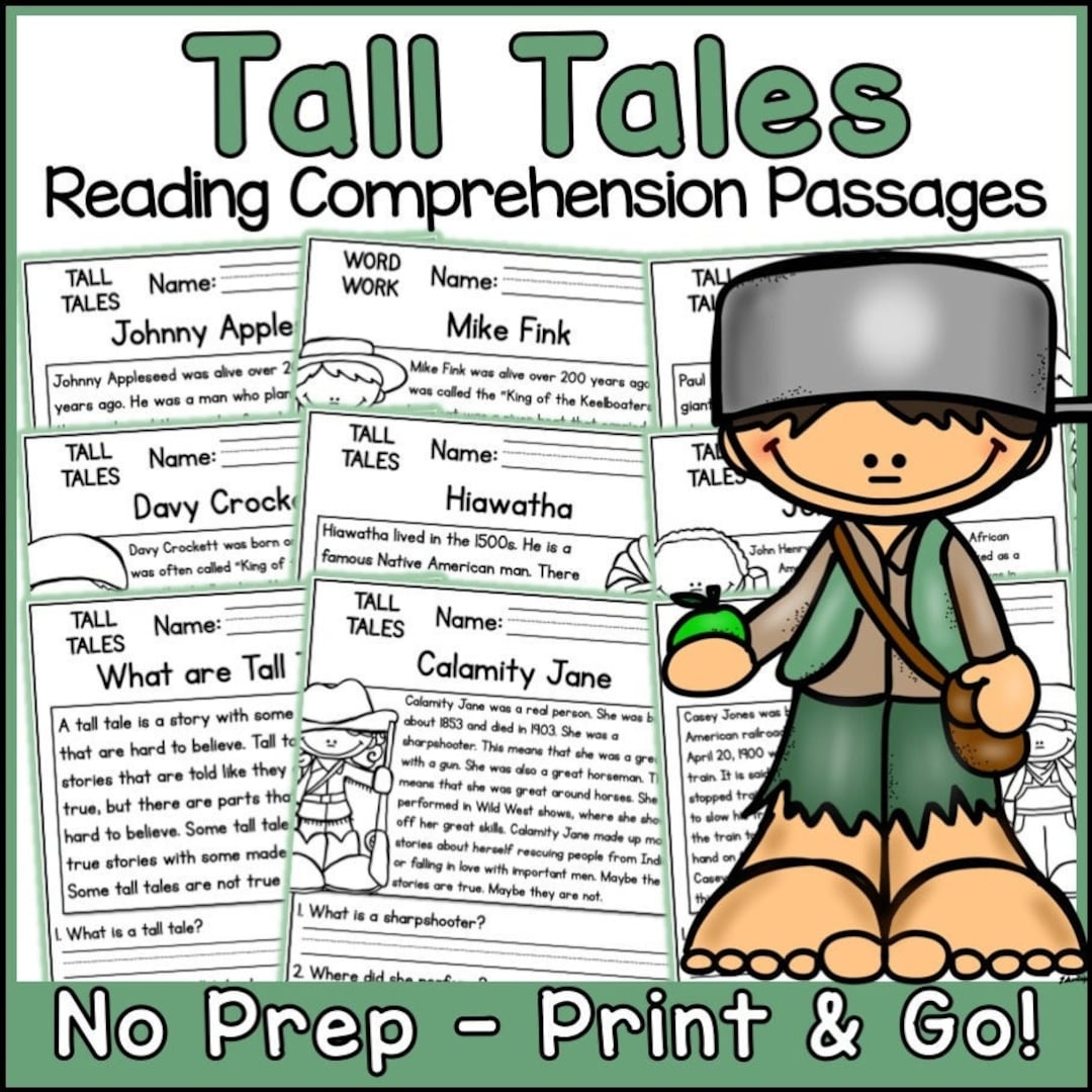 Tall Tales Reading Comprehension Passages And Questions Science Printable Worksheets Etsy