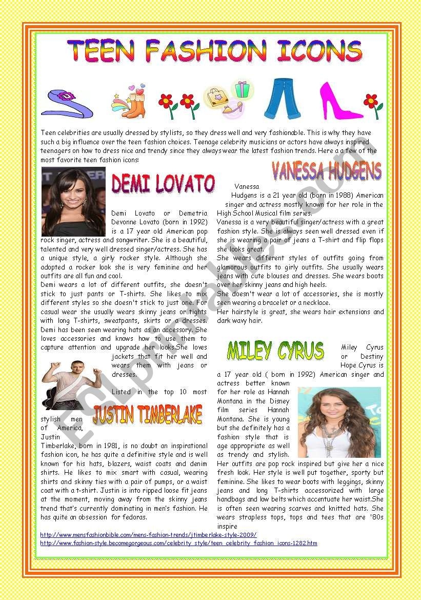 Fashion Reading Comprehension Worksheets