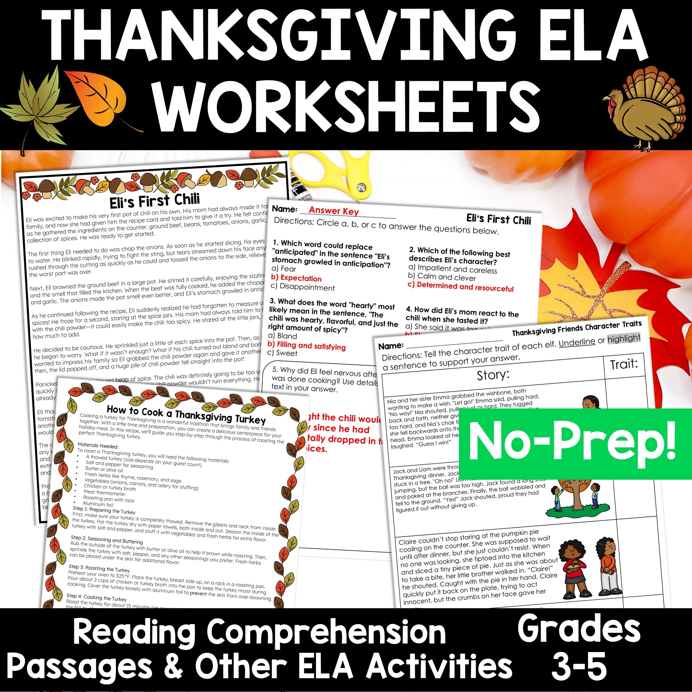 Thanksgiving Reading Comprehension Worksheets 3rd Grade