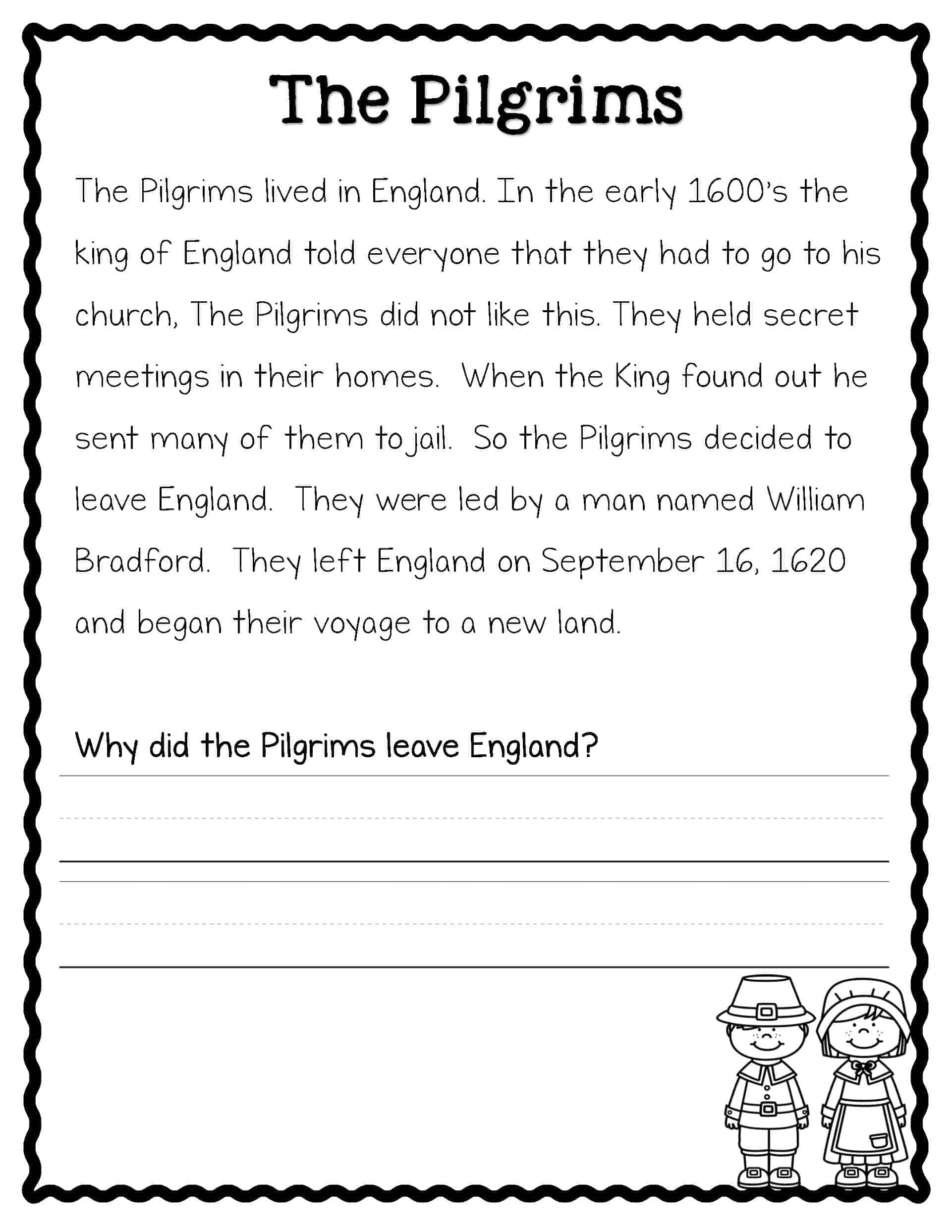 Mayflower Reading Comprehension Worksheets
