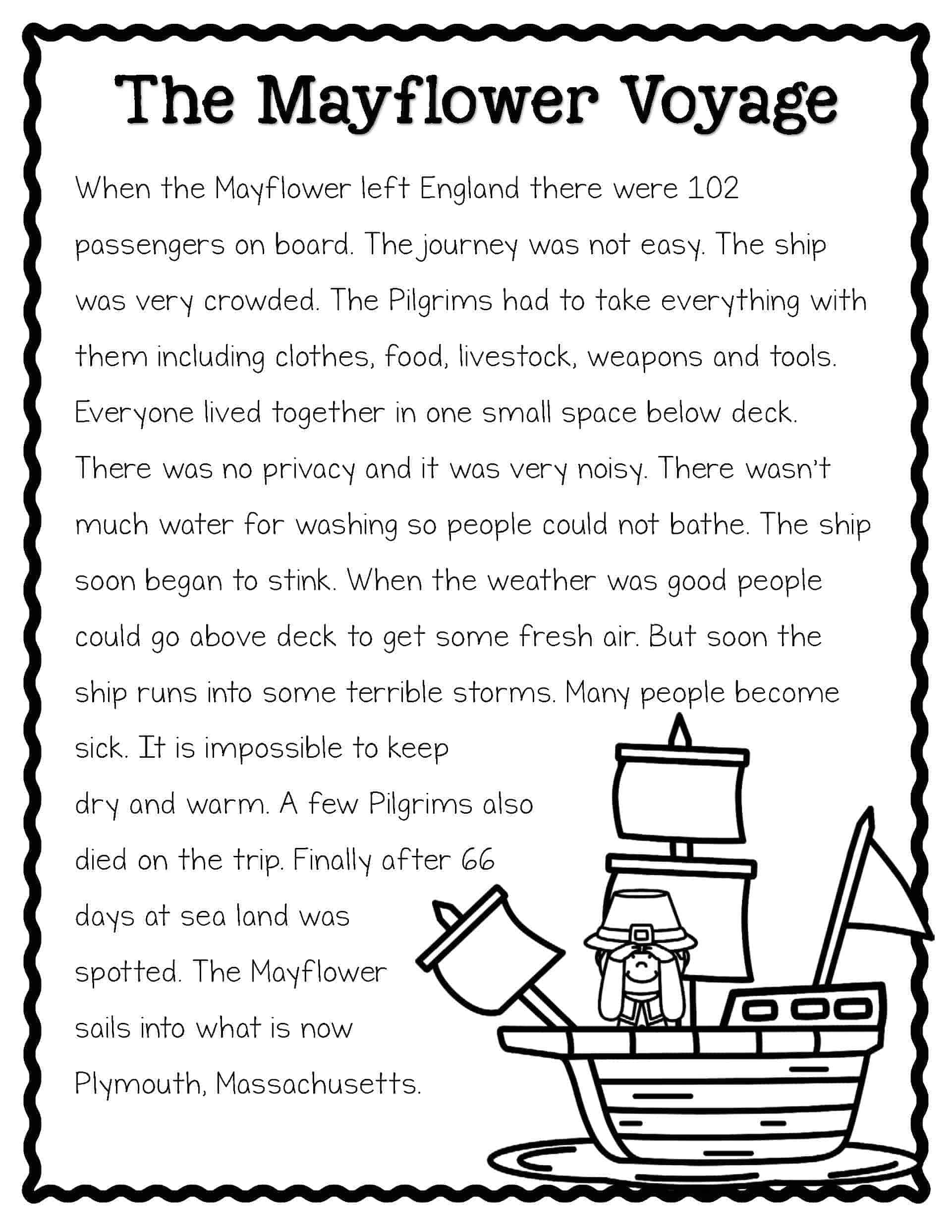 Thanksgiving Reading Comprehension Passages And Activities Worksheets Library