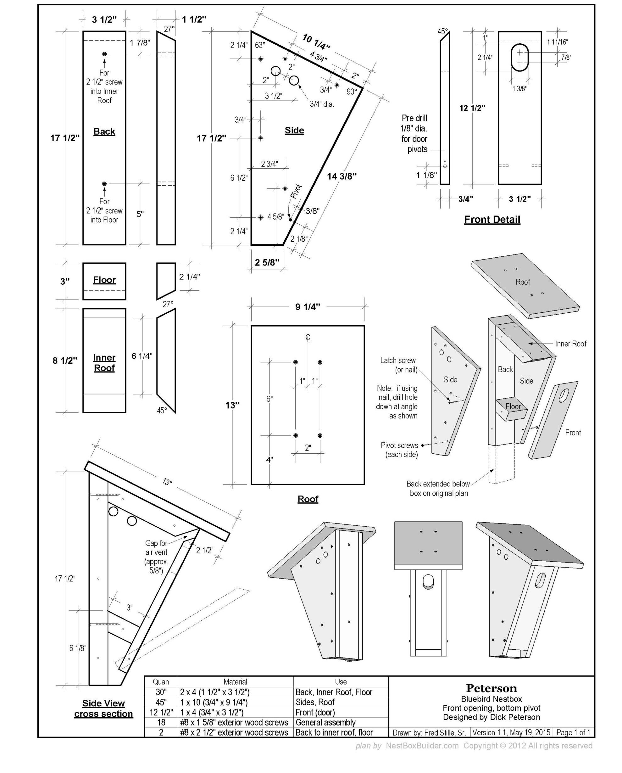 Free Printable Bluebird House Plans