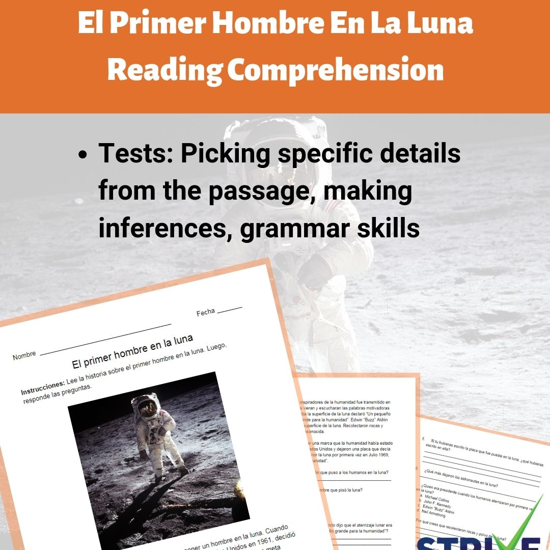 The First Man On The Moon Reading Comprehension Worksheet 