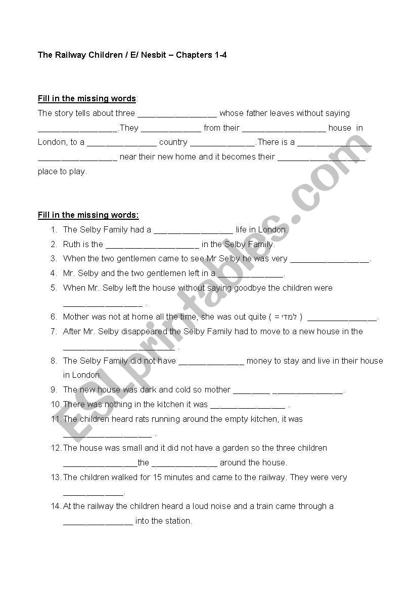 The Railway Children ESL Worksheet By Yael2m